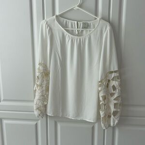 Joie Embroidered white blouse size M